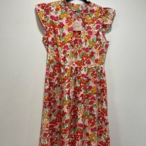 BloomChic Floral Midi Dress in Red, Pink, Yellow, Green